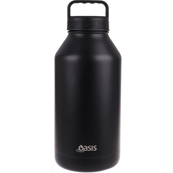 Oasis 1.9L Double Wall Insulated Titan Drink Water Bottle Stainless Steel Black