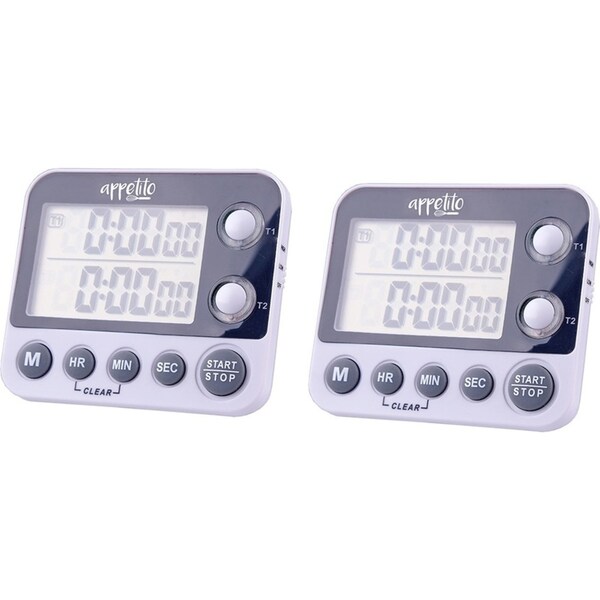 2x Appetito 100 Hours Dual Electronic Digital Kitchen Timer Self Standing