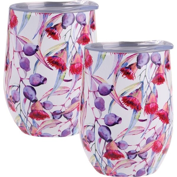 2x Oasis 330ml Stainless Steel Double Wall Vacuum Insulated Wine Tumbler Gumnuts