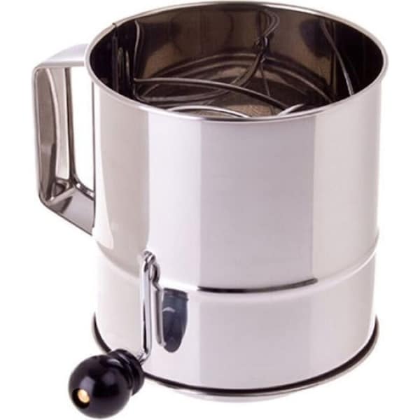Appetito Stainless Steel 5 Cup Flour Sifter w/Crank Handle Kitchen Baking Silver