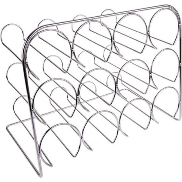 Bartender 40cm 12 Bottle Barware Red/White Wine Rack Storage/Holder Stand Chrome