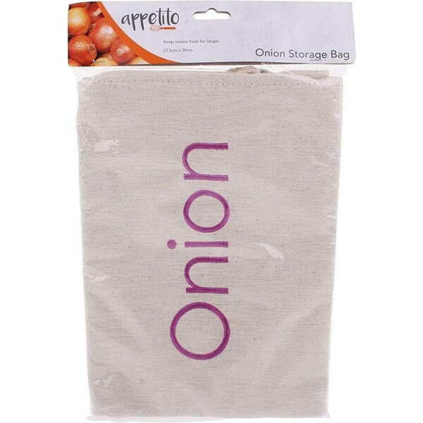 Appetito Onion/Food Bag Kitchen/Pantry Fabric Drawstring Sack/Storage/Organiser