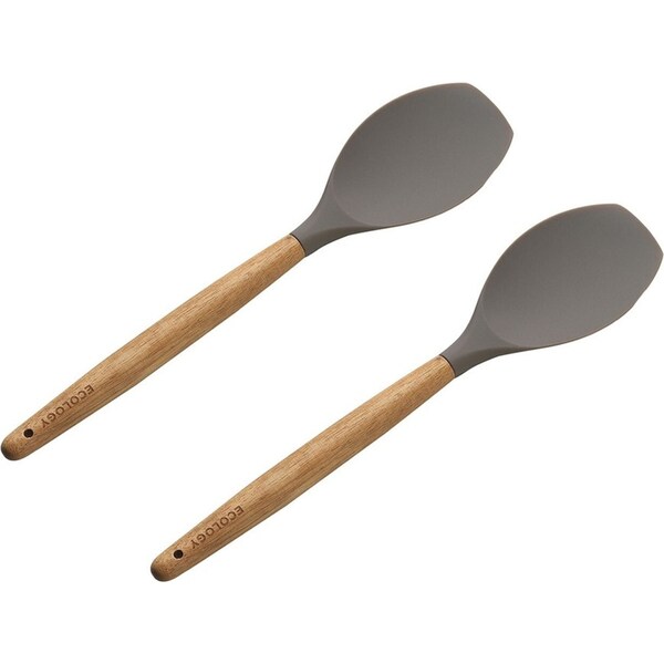 2x Ecology 32cm Silicone Spatula Acacia Wood Handle Kitchen Cooking Utensil