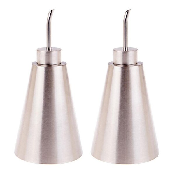 2x Appetito Stainless Steel Conical 250ml Kitchen Oil Can/Bottle Dispenser
