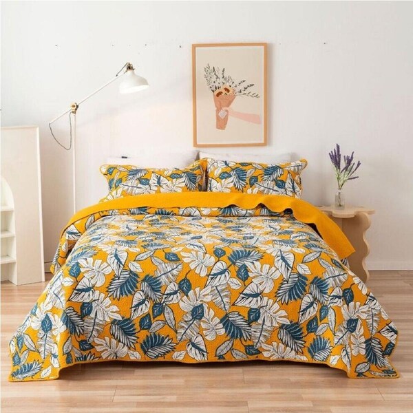 100% Cotton Lightly Quilted Coverlet Set Frances Queen 230 x 250 cm