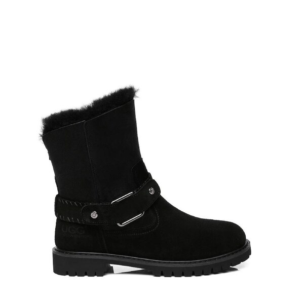 Ugg Australian Shepherd Women Boots Genuine Sheepskin Lining Suede Upper Sarah Black / EU 35 / AU W 4 / AU M 2