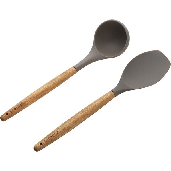Ecology Provisions Acacia Silicone Spatula & Soup Ladle Combo