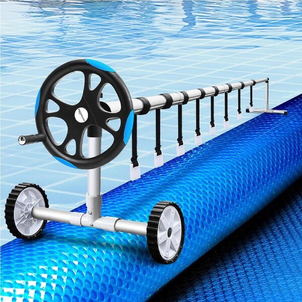 8x4.2m Aqua Buddy Pool Cover 500 Micron Swimming Pool Solar Blanket 5.5m Roller Blue