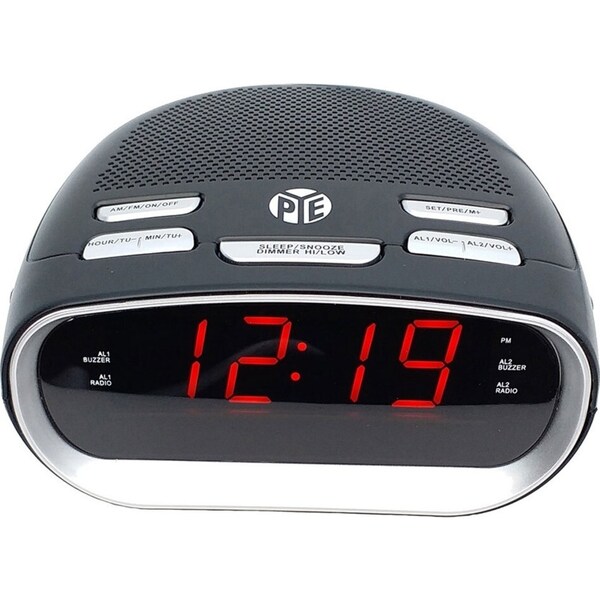 PYE AM/FM Alarm Digital Clock Radio w/LED Display/Snooze for Bedside Table