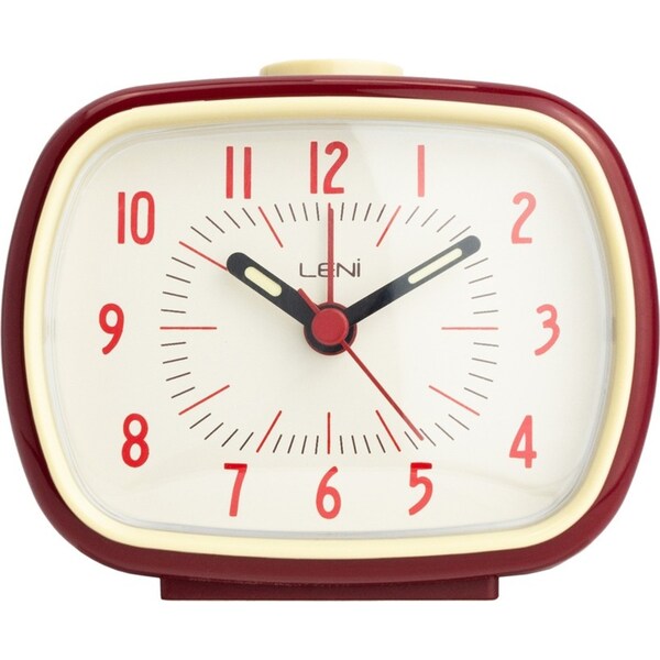 Leni 11cm Retro Analogue Bedside Table Alarm Clock Desk/Desktop Home Decor Red
