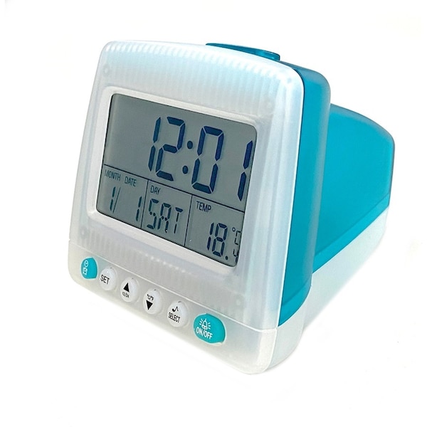 Digital 8cm 12/24Hr Clock w/ Universal Calendar/Alarm/Temp/Snooze/Light Blue