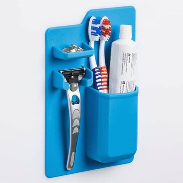 Bathroom Storage Organiser Silicon Self Adhesive Toothbrush/Paste/Razor Holder