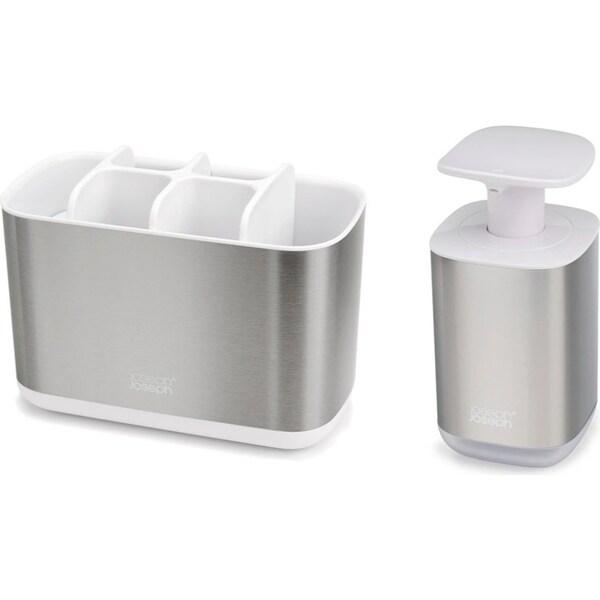 2pc Joseph Joseph Bathroom Beauties Sink 350ml Soap Dispenser/Caddy Storage Set