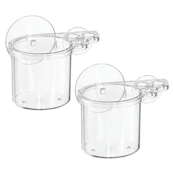 2x iDesign Suction Toothbrush Holder Bathroom Organiser 13x7.5cm Storage Clear