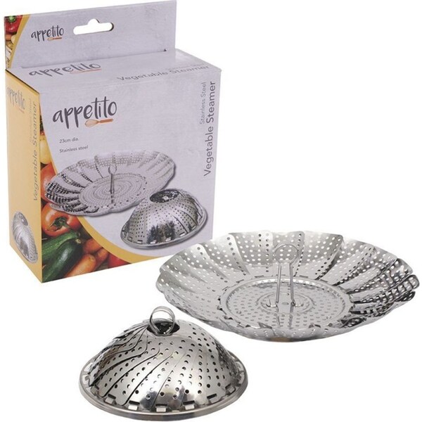 Appetito 23cm Stainless Steel Vegetable/Fish/Meat Folding Food Steamer Basket