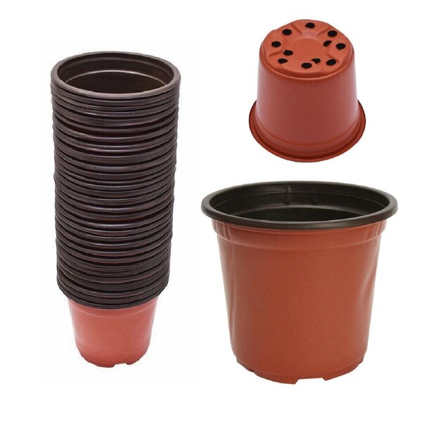 100 PCS 21CM Flower Pots Plastic Plant Nursery Seedlings Container Flowerpot
