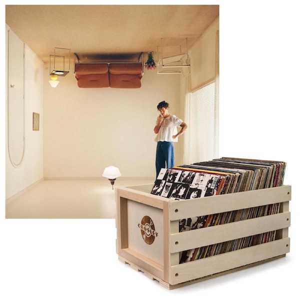 Crosley Record Storage Crate & Harry Styles Harry's House Vinyl Album Bundle