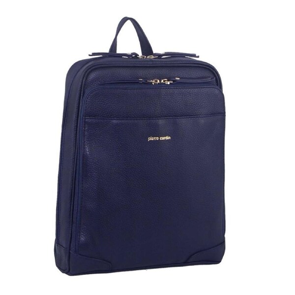 Pierre Cardin Rustic Womens Leather Backpack Bag Handbag Back Pack Travel - Navy