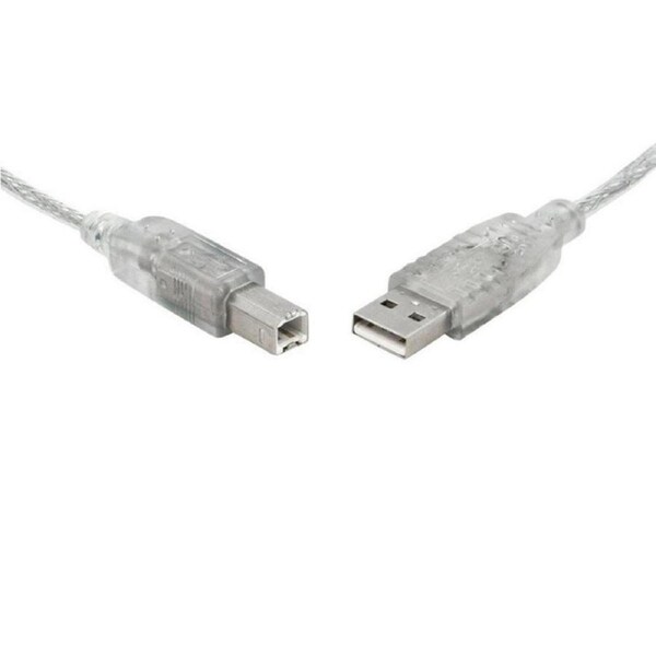 8Ware 1m USB 2.0 Cable USB-A to USB-B Printer Cable Male to Male - Transparent [UC-2001AB]