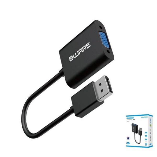 8ware 15cm 4K DisplayPort DP to VGA Adapter Converter Cable Male to Female [8W-DPVGAF]
