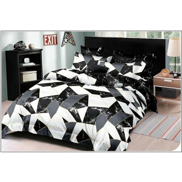 Marble Geometric B Quilt Doona Duvet Cover Pillow Case Set Queen, 2 Pillow Cases