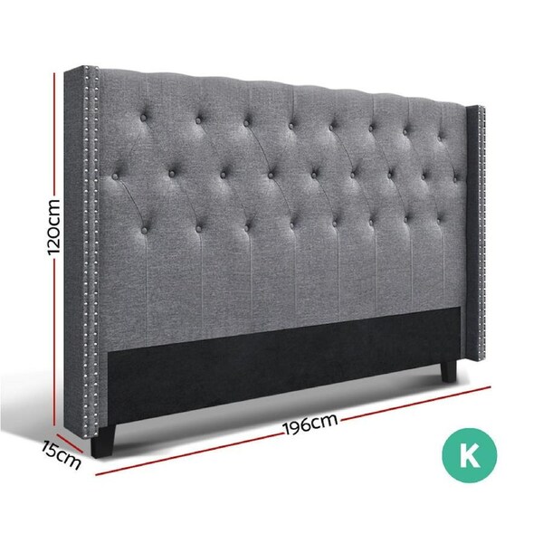 Artiss Bed Head Headboard Bed Frame Queen King Luca Luca-King-Grey Fabric