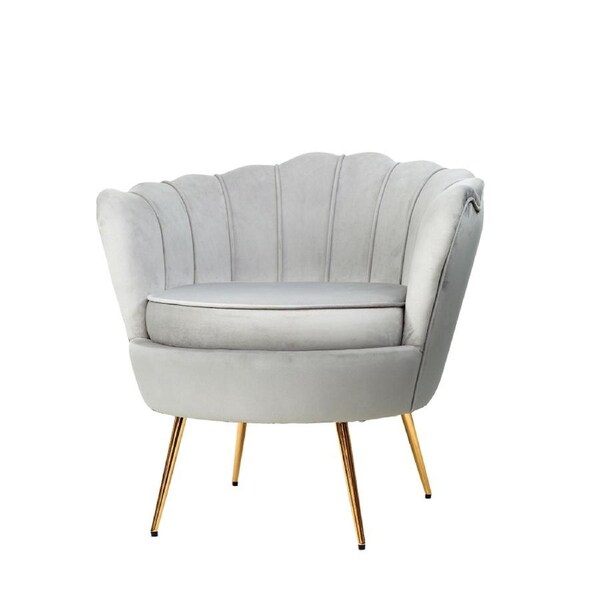 Artiss Armchair Lounge Accent Chair Retro Shell Back Single Sofa Velvet Seat grey