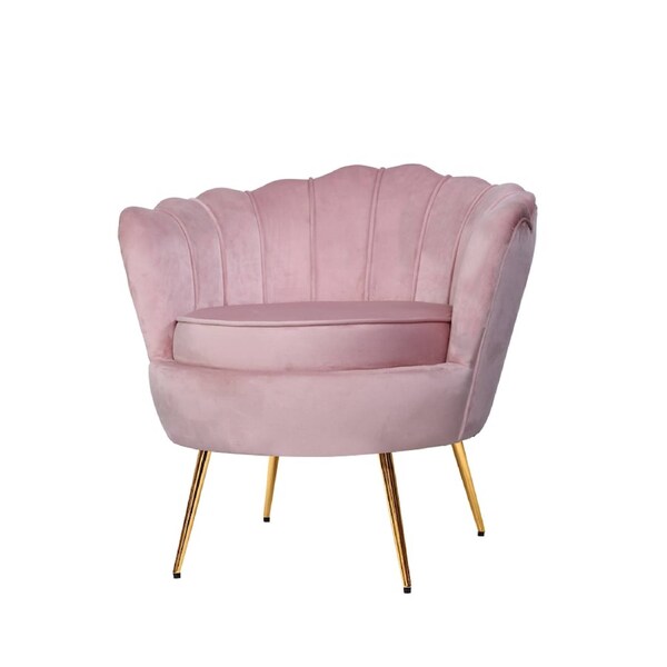 Artiss Armchair Lounge Accent Chair Retro Shell Back Single Sofa Velvet Seat pink