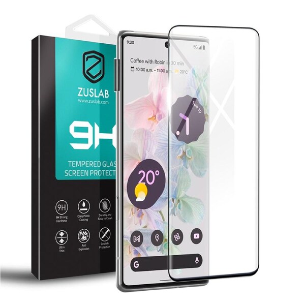 ZUSLAB Pixel 7 Tempered Glass Screen Protector Film Case Friendly 9H Hardness for Google (2022) - Black
