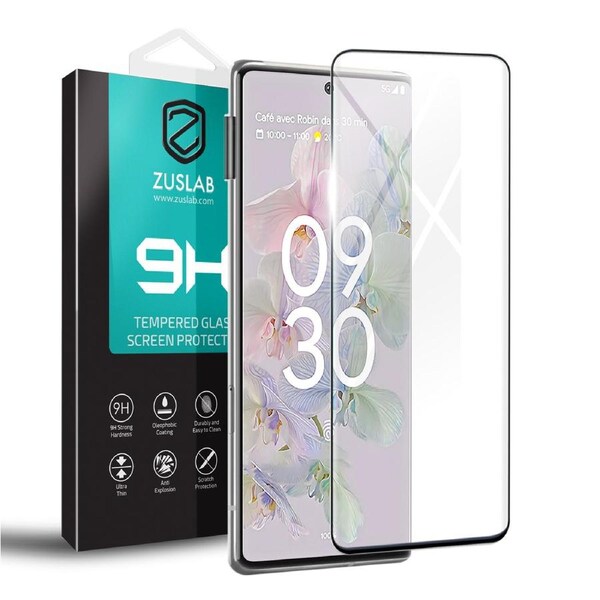 ZUSLAB Pixel 7 Pro Tempered Glass Screen Protector Film Case Friendly 9H Hardness for Google (2022) - Black