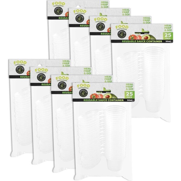 200x Lemon & Lime 50ml Reusable Dipping Sauce Storage Container w/ Hinge Lid