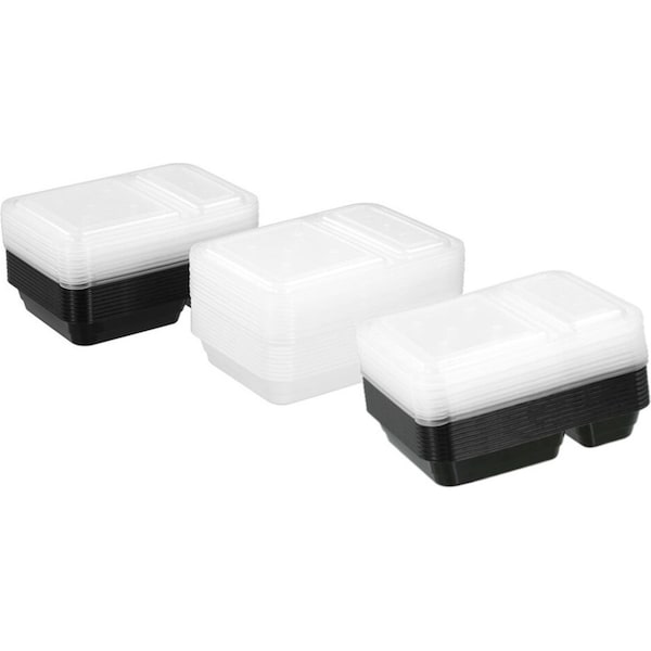 30x Lemon & Lime 850ml Reusable 2-Section Food Prep Storage Container Assorted