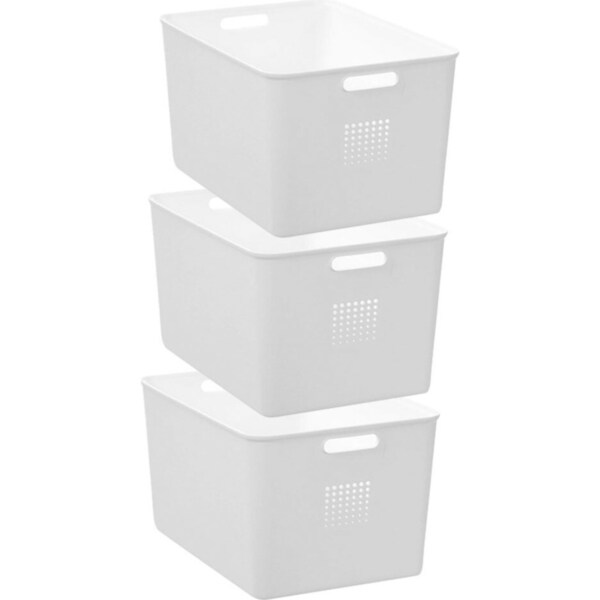 3x Boxsweden Levi 36x26cm/19L Storage Basket Home/Room Organiser w/Handles White