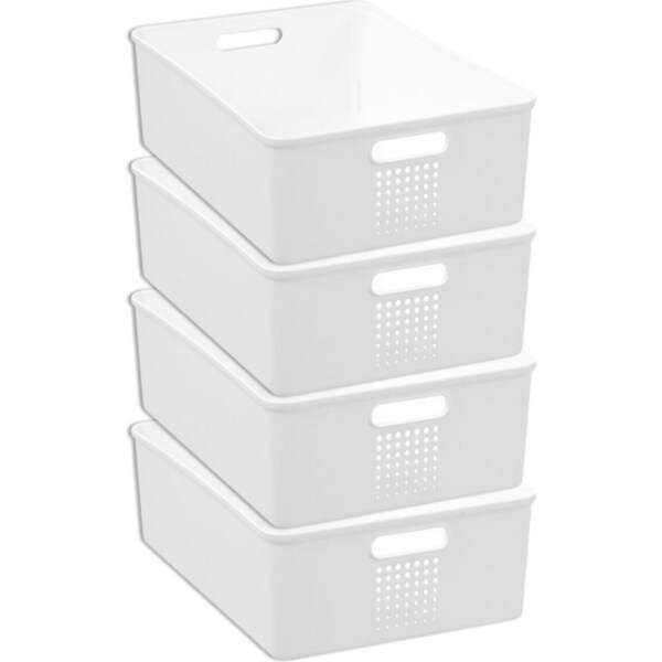 4x Boxsweden Levi 36x26cm/10L Storage Basket Home/Room Organiser w/ Handles WHT