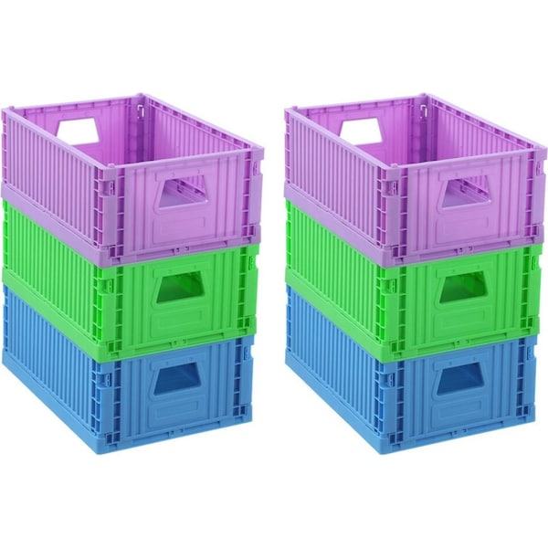 6 x Boxsweden 29x21cm Foldaway Crate Organiser Home Storage Container Assorted