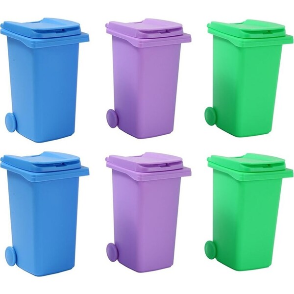 6x Boxsweden 9.5x14cm/500ml Wheelie Bin Mini Home Container Organiser Assorted