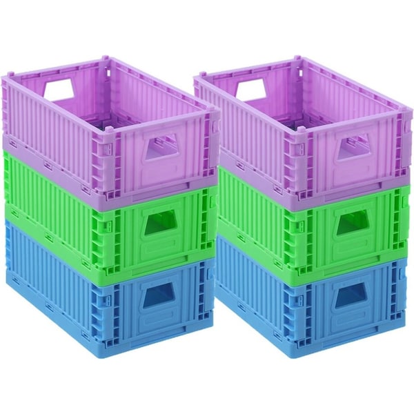 6 x Boxsweden 21x14cm Foldaway Crate Organiser Home Storage Container Assorted