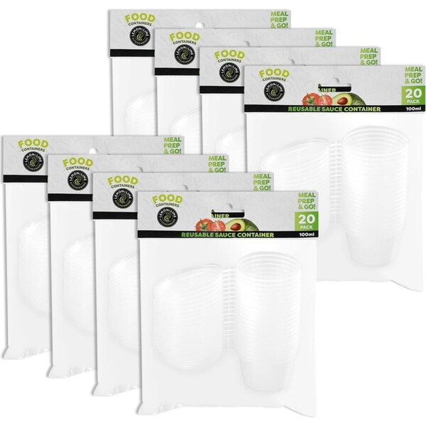 160x Lemon & Lime 100ml Reusable Dipping Sauce Storage Container w/ Hinge Lid