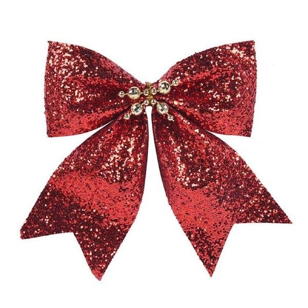 2 x Red Glitter Bows 150mm