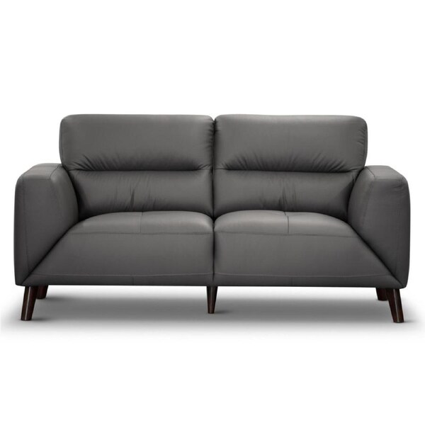 Downy Genuine Leather Sofa 2 Seater Upholstered Lounge Couch - Gunmetal