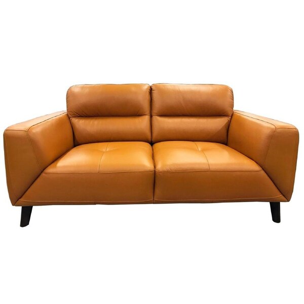 Downy Genuine Leather Sofa 2 Seater Upholstered Lounge Couch - Tangerine