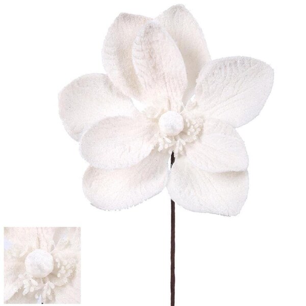 Ivory Magnolia Flower Pick 30cm