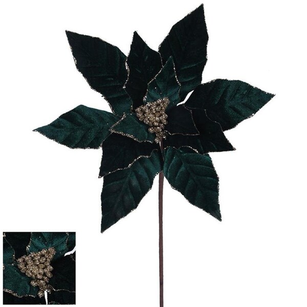 Forest Green Poinsettia Flower Pick 45cm