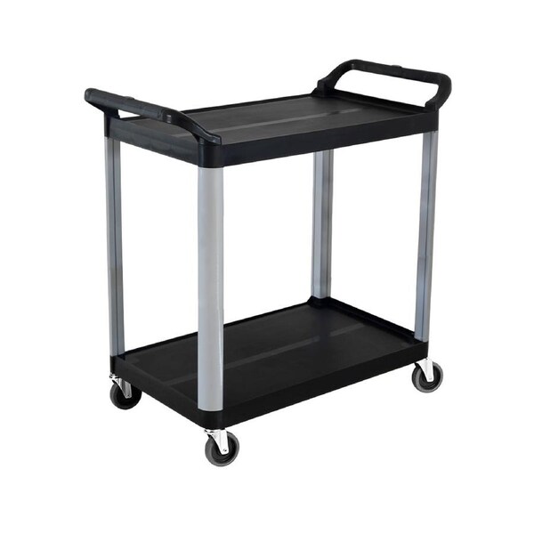 SOGA 2-Tier Portable Kitchen Trolley Cart with Wheels 950x500x640mm Black