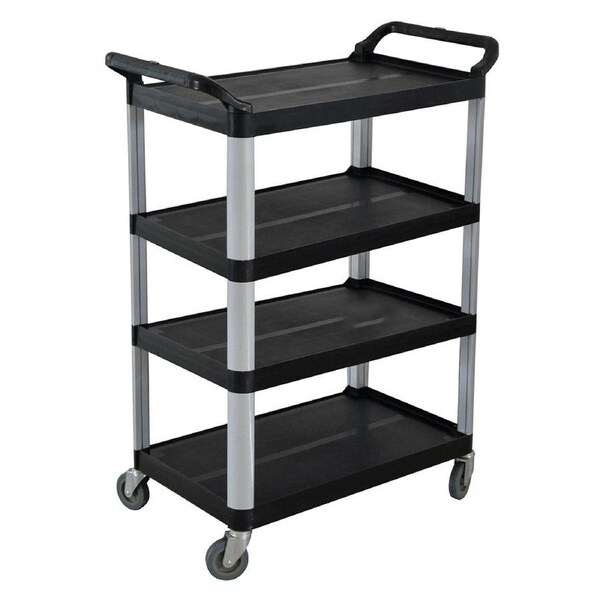 SOGA 4-Tier Portable Kitchen Food Trolley Cart with Wheels 950x500x1270mm Black