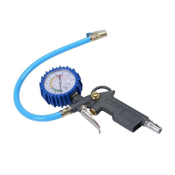 Vehicle Motorcycle Tire Pressure Gauge Gun Inflator Hose - 220PSI