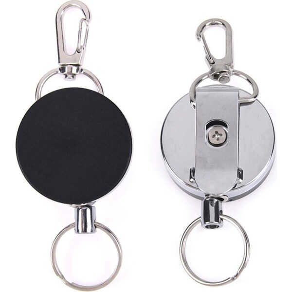 Security ID Card Holder Lanyard Pass Retractable Key Tag - 2 Recoil Key