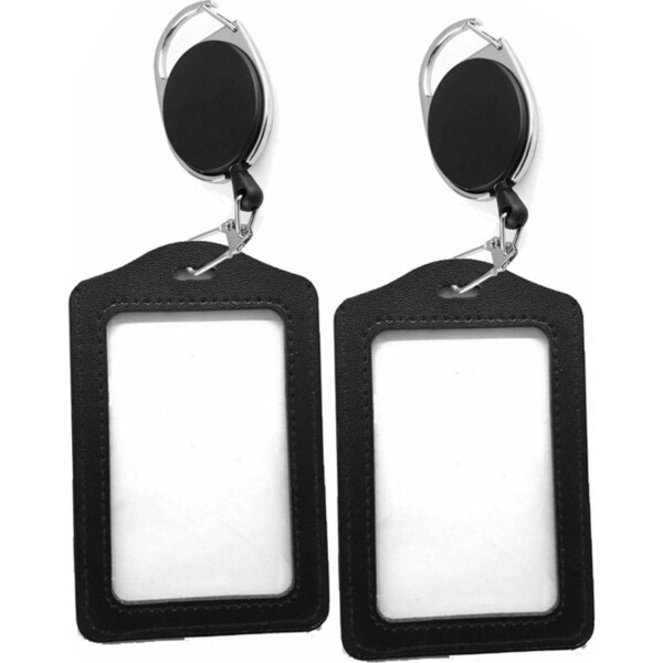 Security ID Card Holder Lanyard Pass Retractable Key Tag - 2sets