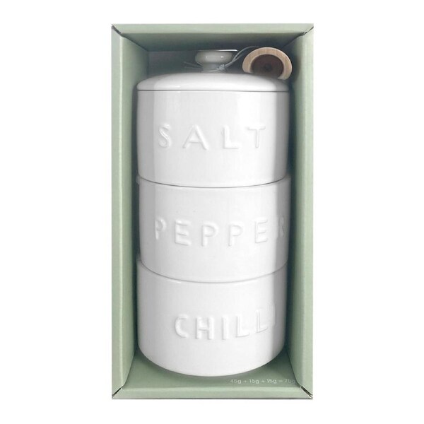 3pc The Gourmet Collection Essential Seasoning Pinch Pots Salt/Pepper/Chilli