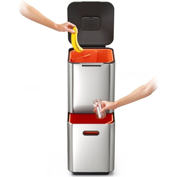 Joseph Joseph Totem Compact 40L Trash Compartment Waste/Recycle Rubbish Bin SLV